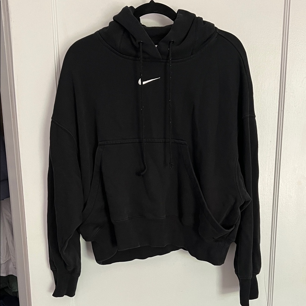 Nike Black Hoodie with White Swoosh